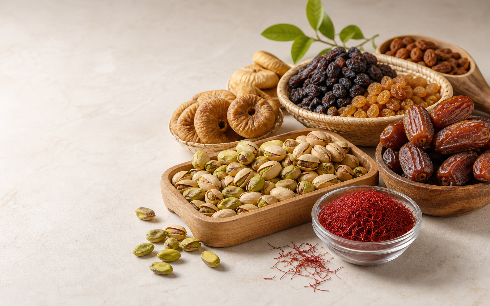 خشکبار، زعفران و خرما